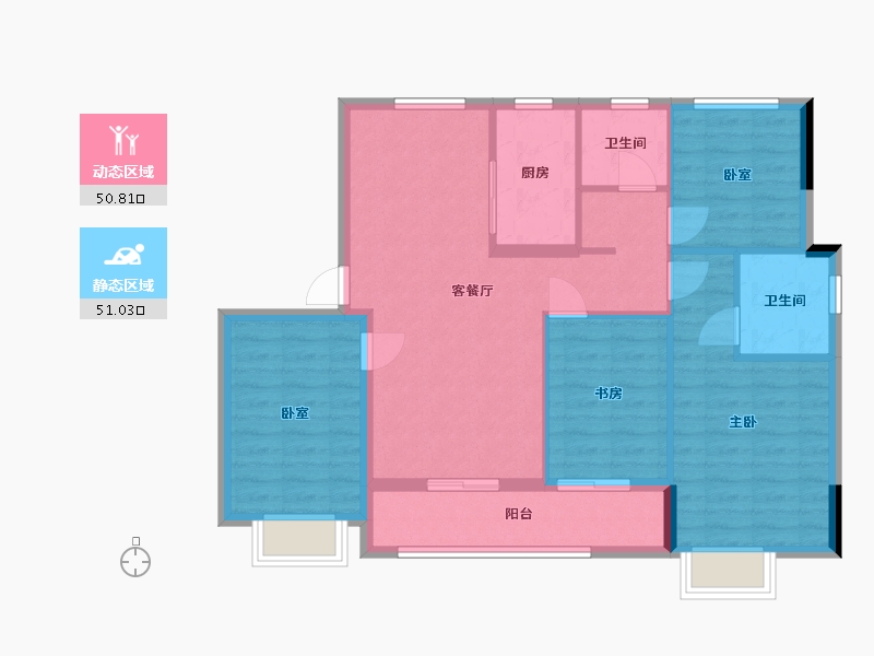 浙江省-绍兴市-荣安御宾府-91.56-户型库-动静分区