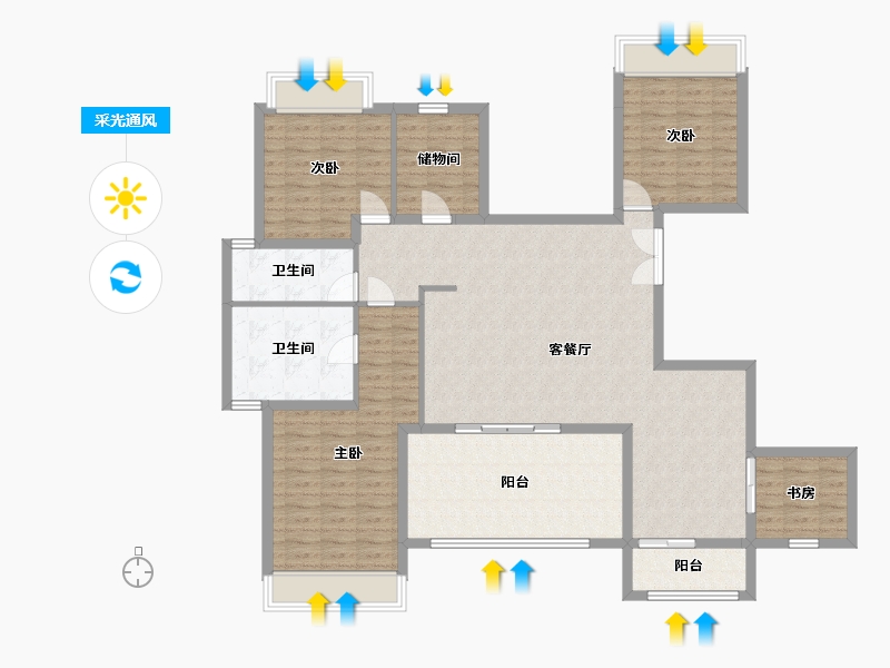 四川省-成都市-中信城开麓山上院-156.00-户型库-采光通风