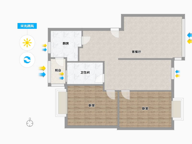 四川省-成都市-桃蹊路80号院-96.51-户型库-采光通风