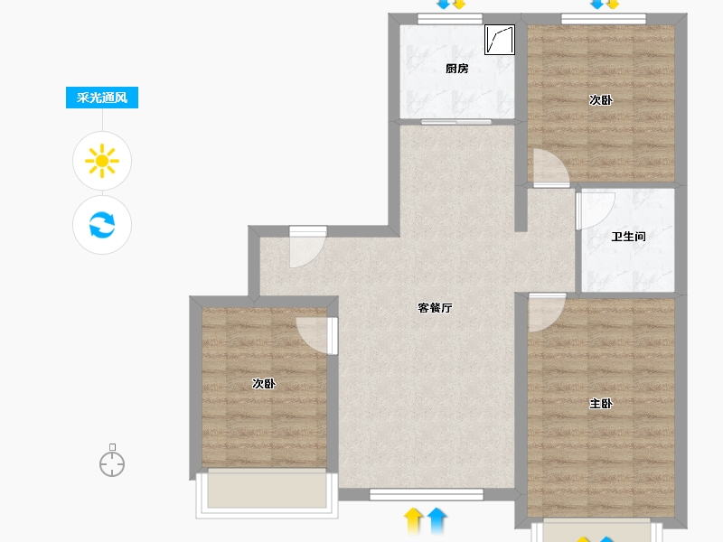 黑龙江省-哈尔滨市-汇智环球金贸城-80.00-户型库-采光通风