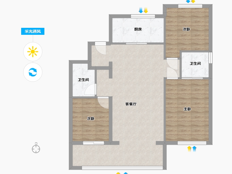 山东省-青岛市-万科公园大道-87.80-户型库-采光通风