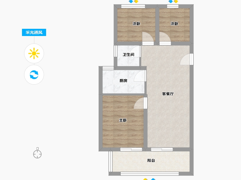 河南省-郑州市-华润置地凯旋门-59.36-户型库-采光通风