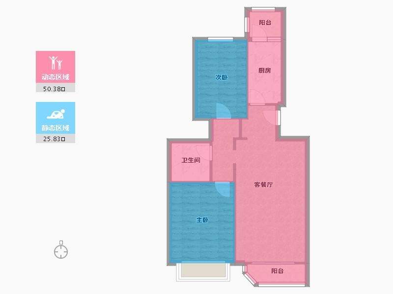 北京-北京市-灵秀山庄-73.00-户型库-动静分区