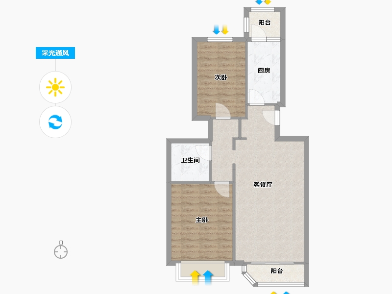 北京-北京市-灵秀山庄-73.00-户型库-采光通风