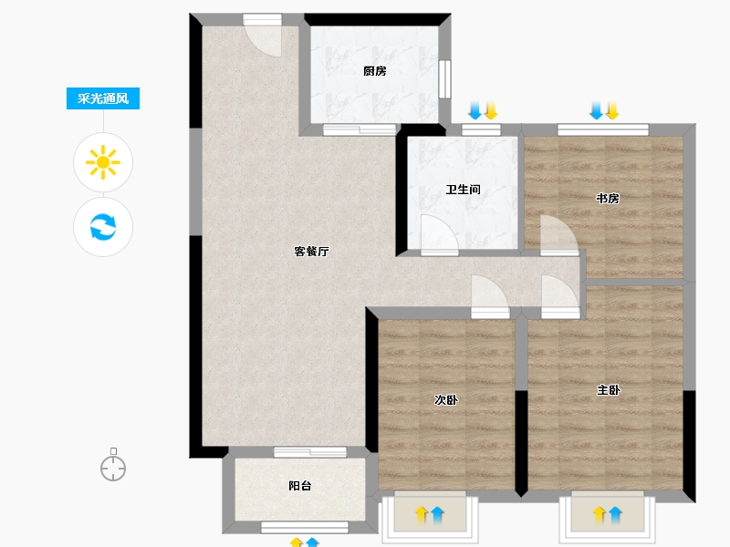 安徽省-宿州市-金皖·御璟兰庭-80.00-户型库-采光通风