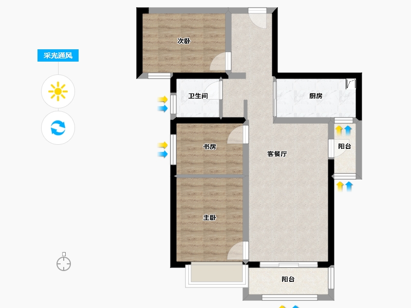 陕西省-西安市-金地中央公园-80.00-户型库-采光通风