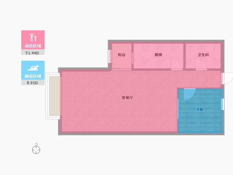 北京-北京市-珠江丽景家园-60.00-户型库-动静分区