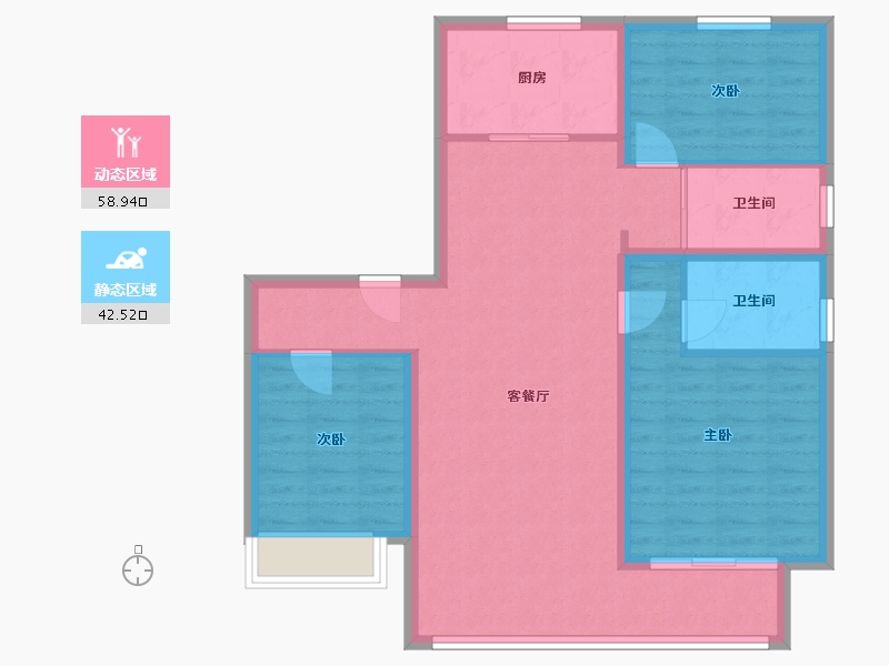 河北省-唐山市-碧桂园凤凰星辰-101.00-户型库-动静分区