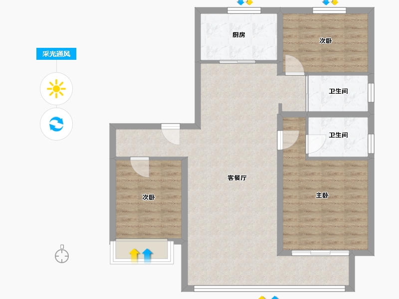 河北省-唐山市-碧桂园凤凰星辰-101.00-户型库-采光通风