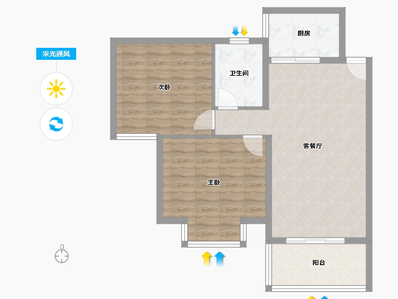 湖南省-长沙市-金地亚-70.00-户型库-采光通风