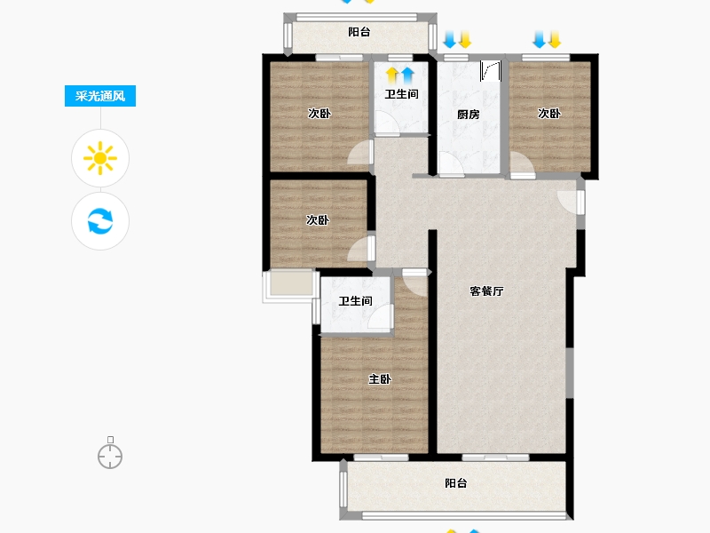 福建省-泉州市-东海湾门第-120.00-户型库-采光通风