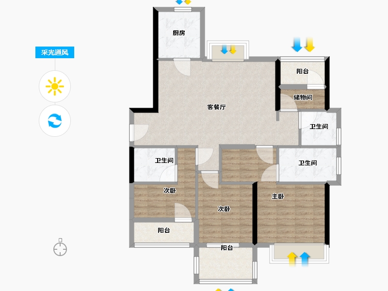 福建省-南平市-江南第一城-97.88-户型库-采光通风