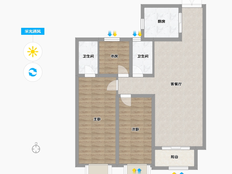 河北省-唐山市-福邸花苑-100.00-户型库-采光通风