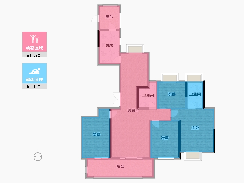 安徽省-阜阳市-阜阳名仕悦府-129.80-户型库-动静分区