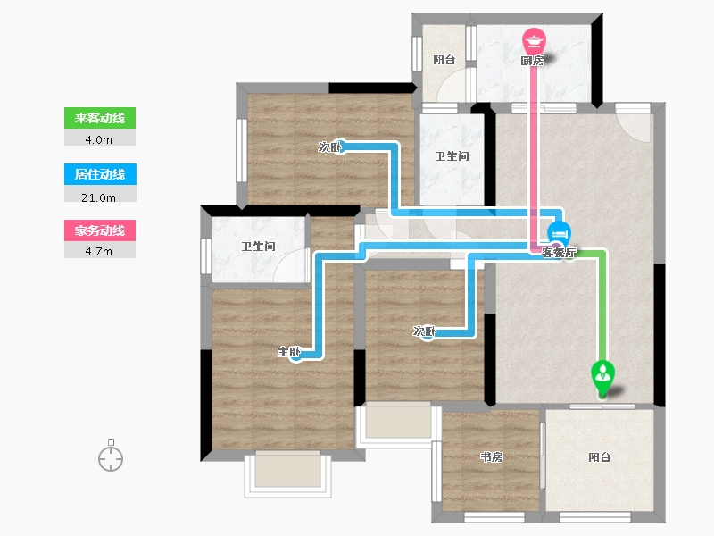 四川省-绵阳市-阳光西雅图-85.00-户型库-动静线