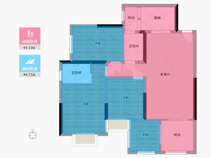 四川省-绵阳市-阳光西雅图-85.00-户型库-动静分区