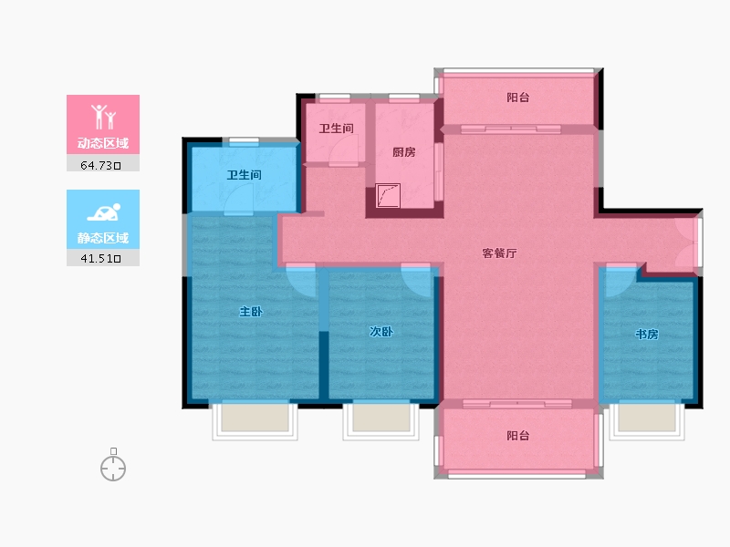 陕西省-咸阳市-天元.邰城印-102.00-户型库-动静分区