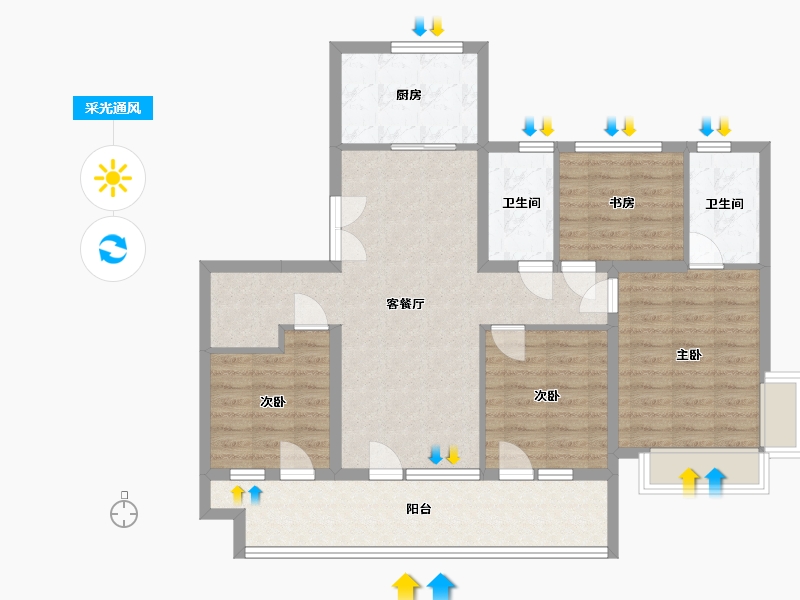 河北省-石家庄市-华山星岄府-125.00-户型库-采光通风