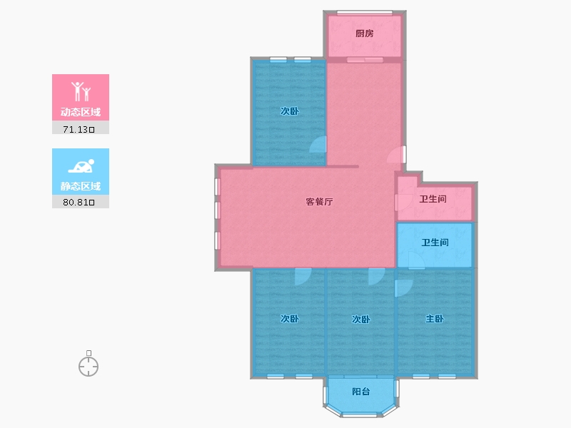 辽宁省-大连市-金海花园-150.00-户型库-动静分区