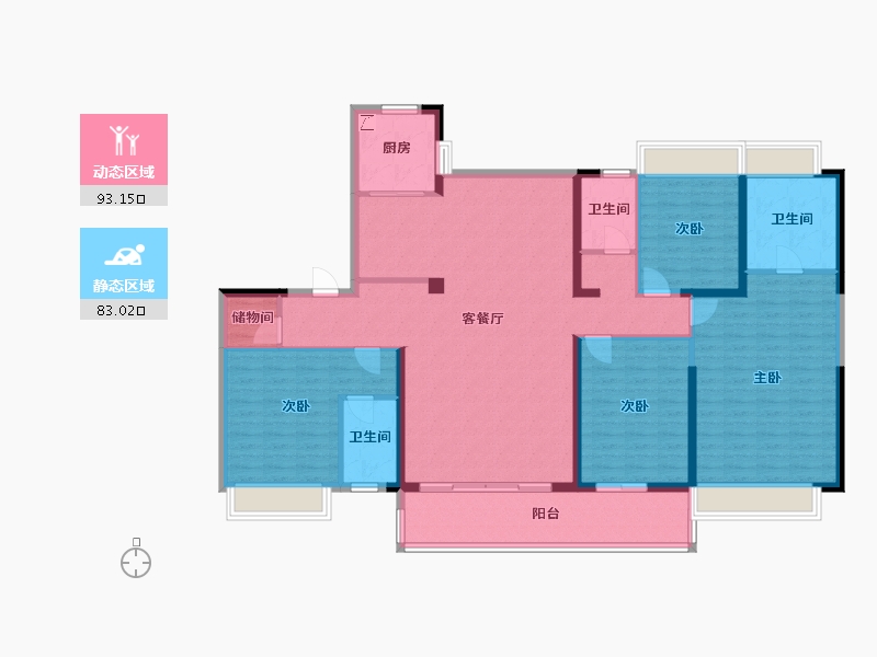 江苏省-盐城市-碧桂园世纪云谷(在建)-160.00-户型库-动静分区