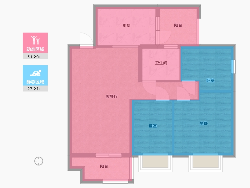 重庆-重庆市-恒大新城-73.40-户型库-动静分区