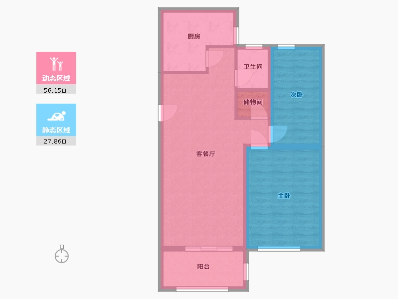 黑龙江省-鹤岗市-侨州花园-75.40-户型库-动静分区