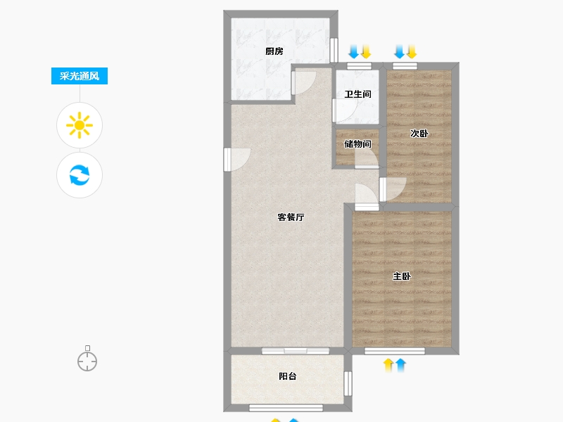 黑龙江省-鹤岗市-侨州花园-75.40-户型库-采光通风