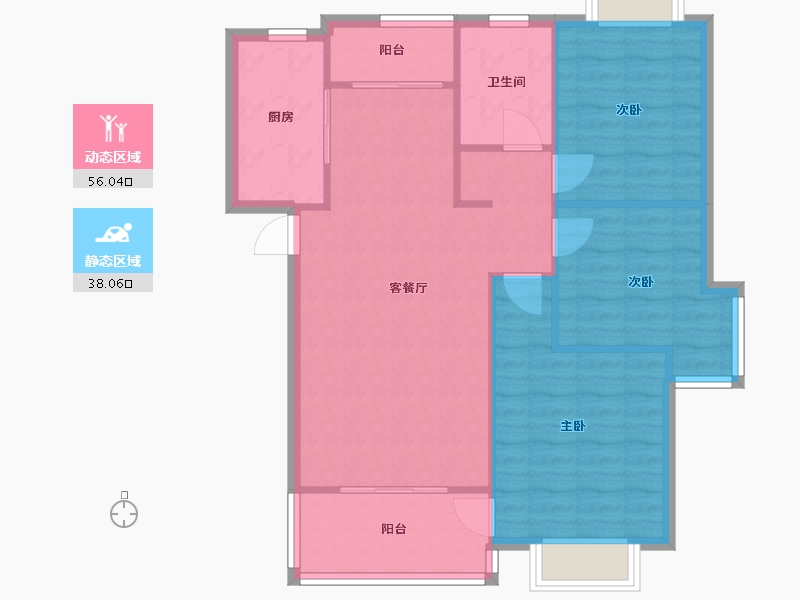 上海-上海市-美林小城-85.06-户型库-动静分区