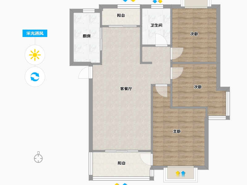 上海-上海市-美林小城-85.06-户型库-采光通风