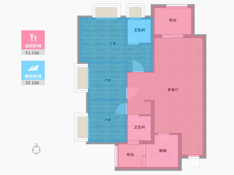 重庆-重庆市-中骏·璟颂-88.00-户型库-动静分区