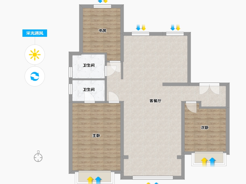 黑龙江省-哈尔滨市-中海·天誉-110.00-户型库-采光通风