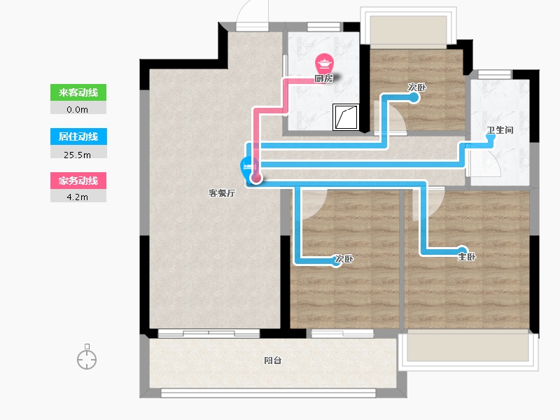 浙江省-杭州市-江山云樾府-76.30-户型库-动静线