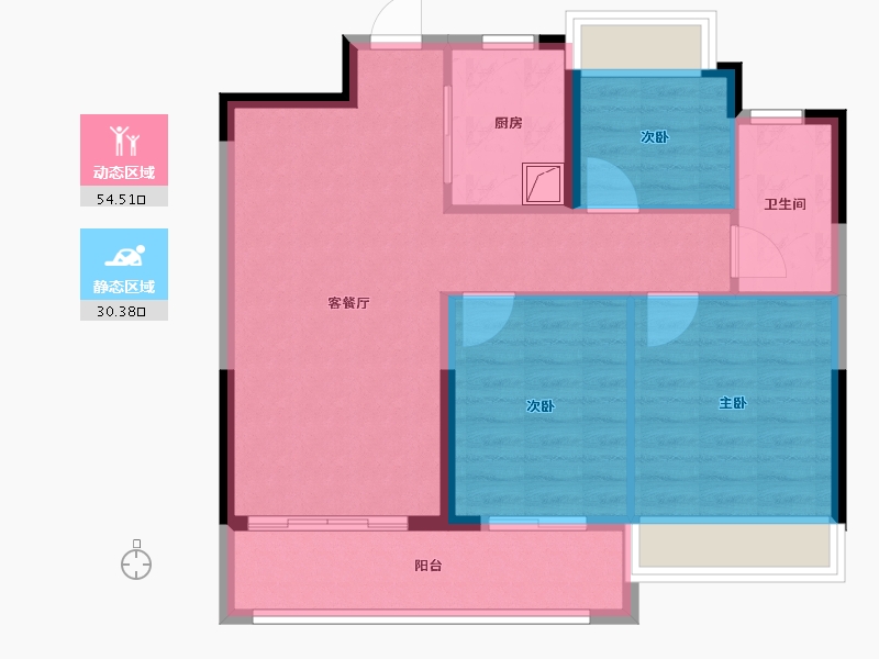 浙江省-杭州市-江山云樾府-76.30-户型库-动静分区