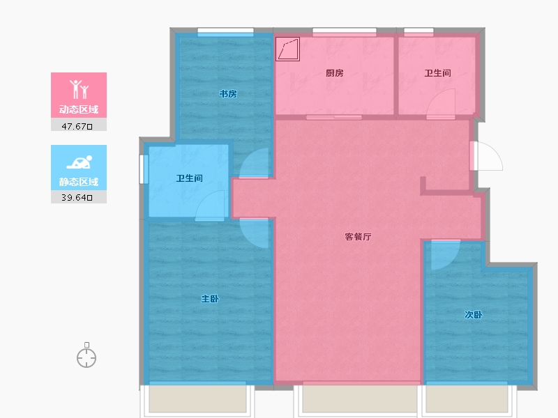 辽宁省-大连市-大连万达体育新城-C区-79.39-户型库-动静分区