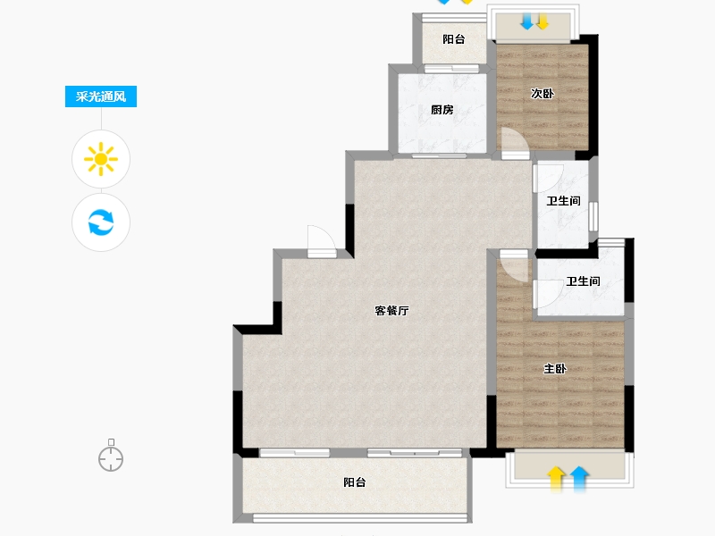 江苏省-常州市-品樾花园-90.00-户型库-采光通风