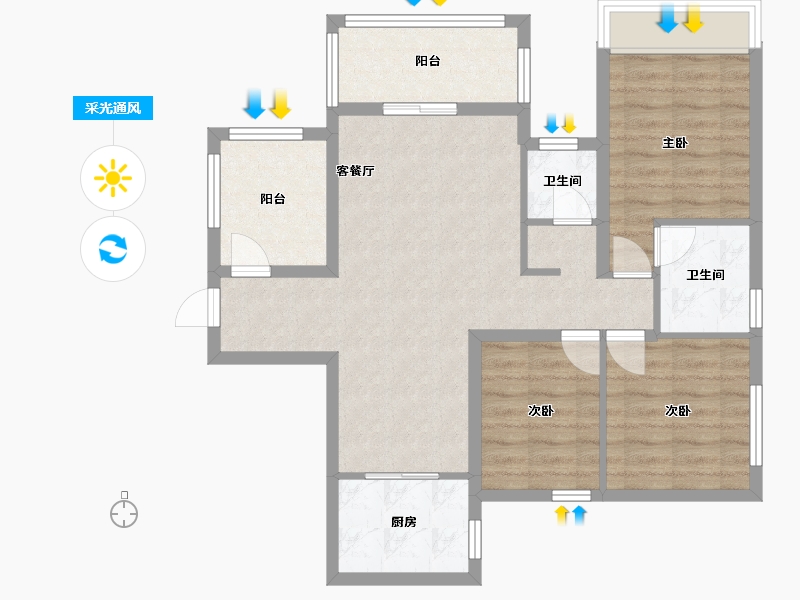 广西壮族自治区-南宁市-彰泰滨江学府-96.00-户型库-采光通风