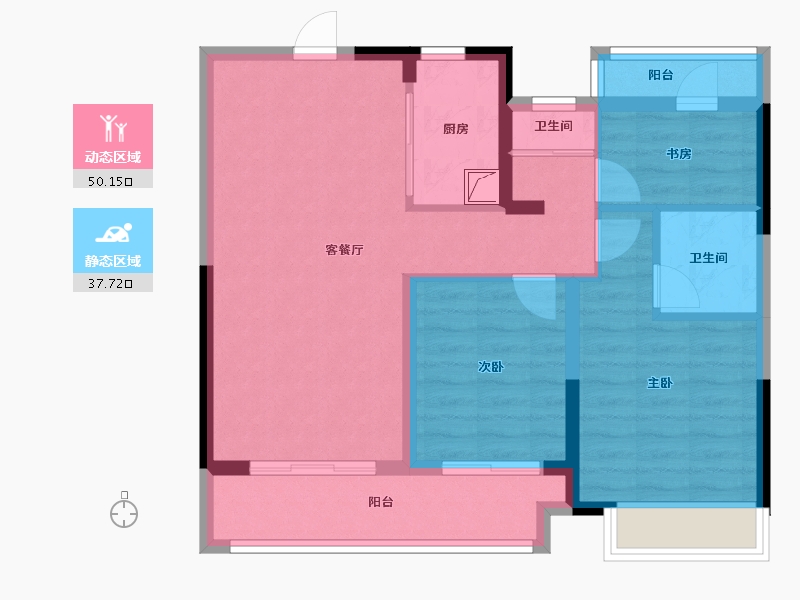 江苏省-苏州市-九龙仓蔚蓝花园-93.00-户型库-动静分区