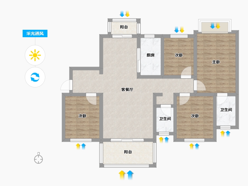 广西壮族自治区-南宁市-万科金域中央-99.00-户型库-采光通风