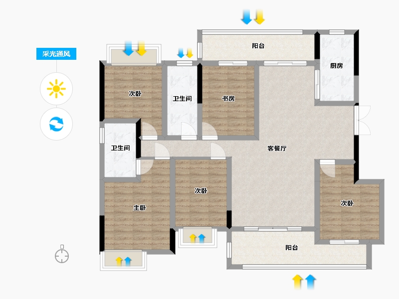 广西壮族自治区-桂林市-伴山云庐-133.93-户型库-采光通风