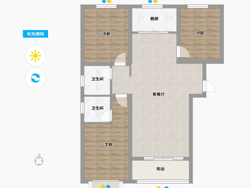 河北省-邯郸市-翰林公馆住宅小区项目-92.00-户型库-采光通风