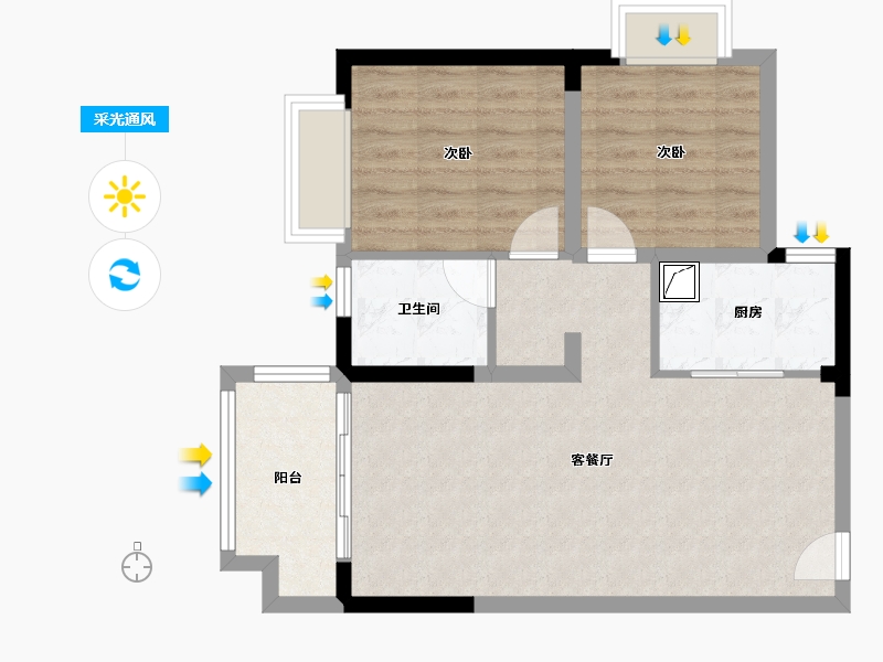 福建省-泉州市-东海湾门第-66.00-户型库-采光通风