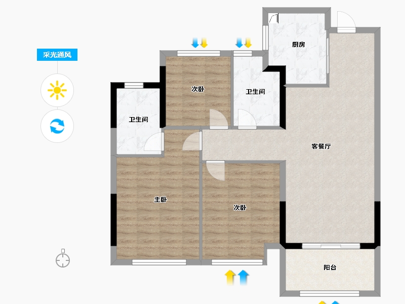 福建省-福州市-国贸润原-68.83-户型库-采光通风