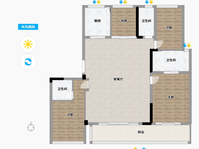 浙江省-宁波市-绿城·春熙潮鸣-185.00-户型库-采光通风