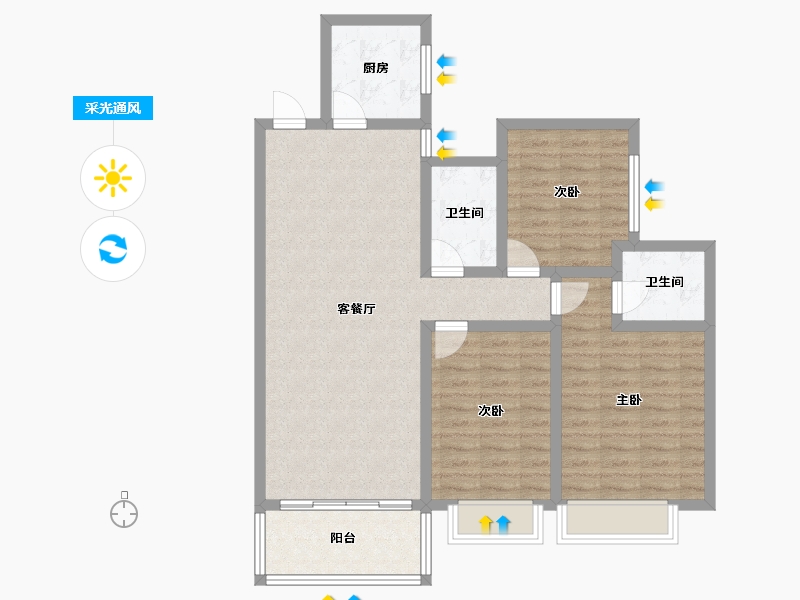 湖南省-株洲市-立三名邸-96.00-户型库-采光通风