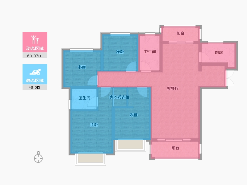 陕西省-宝鸡市-铂悦公馆-110.00-户型库-动静分区