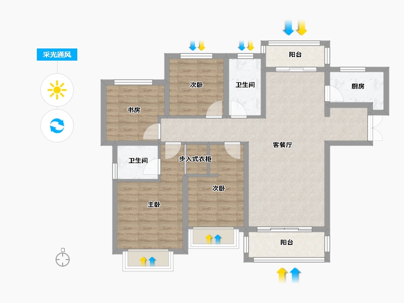 陕西省-宝鸡市-铂悦公馆-110.00-户型库-采光通风