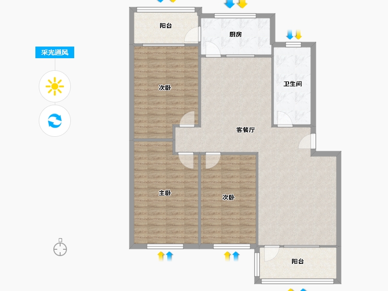 山东省-淄博市-橙香村-5号楼-133.00-户型库-采光通风