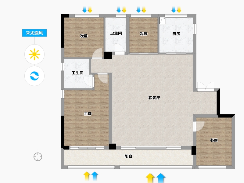 浙江省-宁波市-绿城·春熙潮鸣-149.00-户型库-采光通风