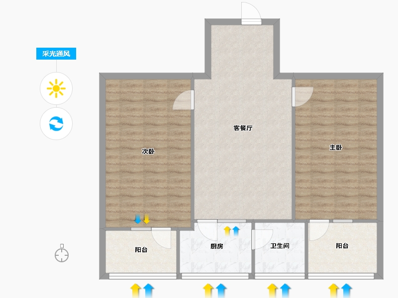 河北省-石家庄市-荣盛家园-88.00-户型库-采光通风