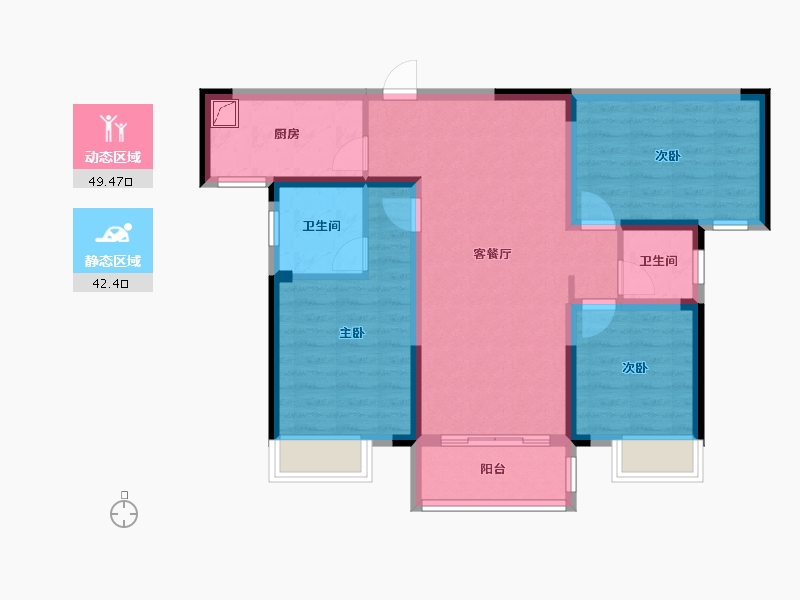 湖南省-长沙市-顺舟旺城-88.00-户型库-动静分区